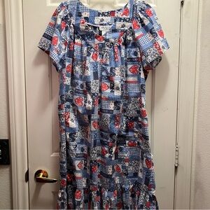 Anthony Richards red, white, and blue patchwork house dress Size LP